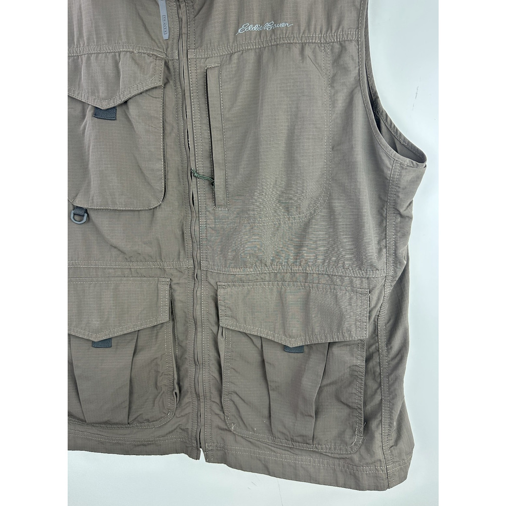 Eddie Bauer Travex Vest Multi Pocket Utility Outdoor Full Zip Ripstop Mens Large - Picture 4 of 12